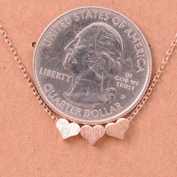 Gold | Three Heart Necklace, Gold Chain - Picture 3 of 6